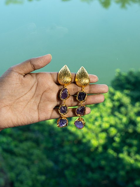 "EAR RING ANTIQUE JAIPURI AMETHYST"
